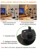 BOHON LED Desk Lamp with USB Charging Port 3 Color Modes Dimmable Reading Light Intelligent Induction Auto Dimming Task Lamp Neck Flexible Table Lamp for Bedside Office, AC Adapter Include