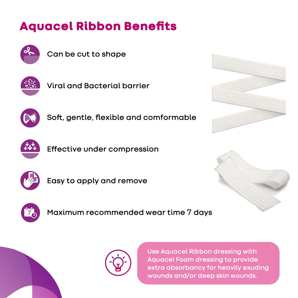 AQUACEL Hydrofiber Ribbon Wound Dressing 0.75"x18", 5 Ct