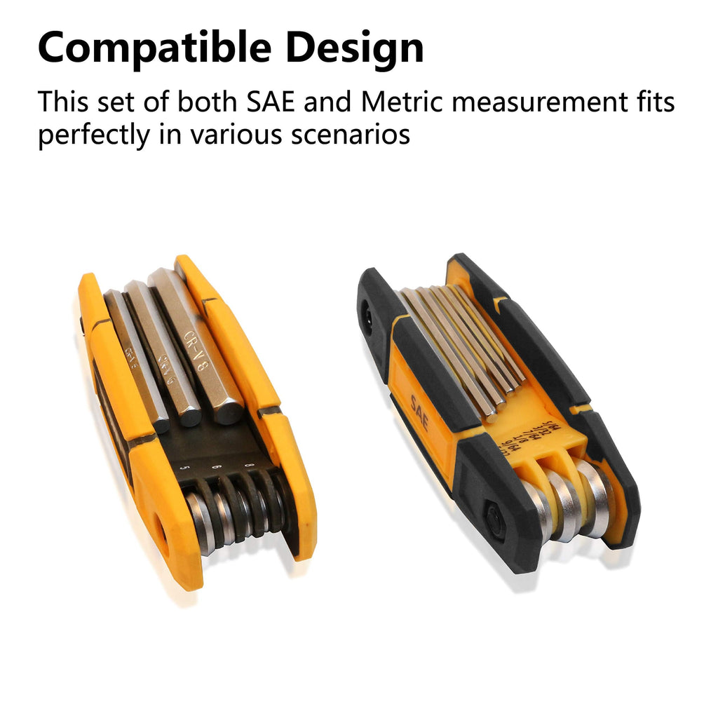 MULWARK 4 Pack Folding Allen Wrenches Sets | 17-Piece Complete Metric & Standard SAE Hex Key Set with Portable Holders for Basic Home Repair, Furniture Assembly, and DIY Projects
