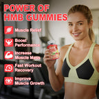 Flyrocer 2 Pack HMB and L-Leucine Gummies, HMB and Leucine for Muscle Growth, Muscle Relief, for Men & Women, Vegan, Sugar-Free, Raspberry Flavor, 120 Count