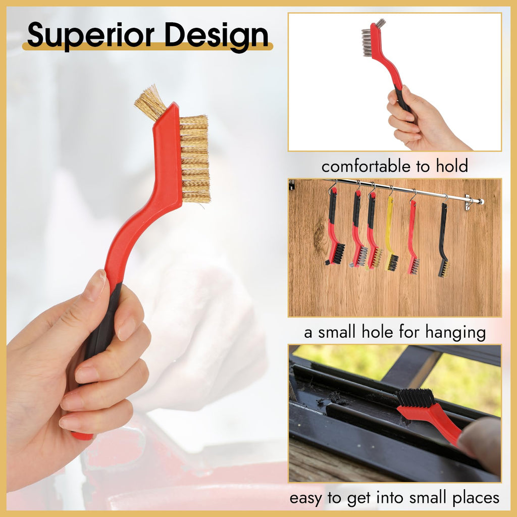 Wire Brush for Cleaning, Small Brass Steel Nylon Brush, Metal Rust Remover