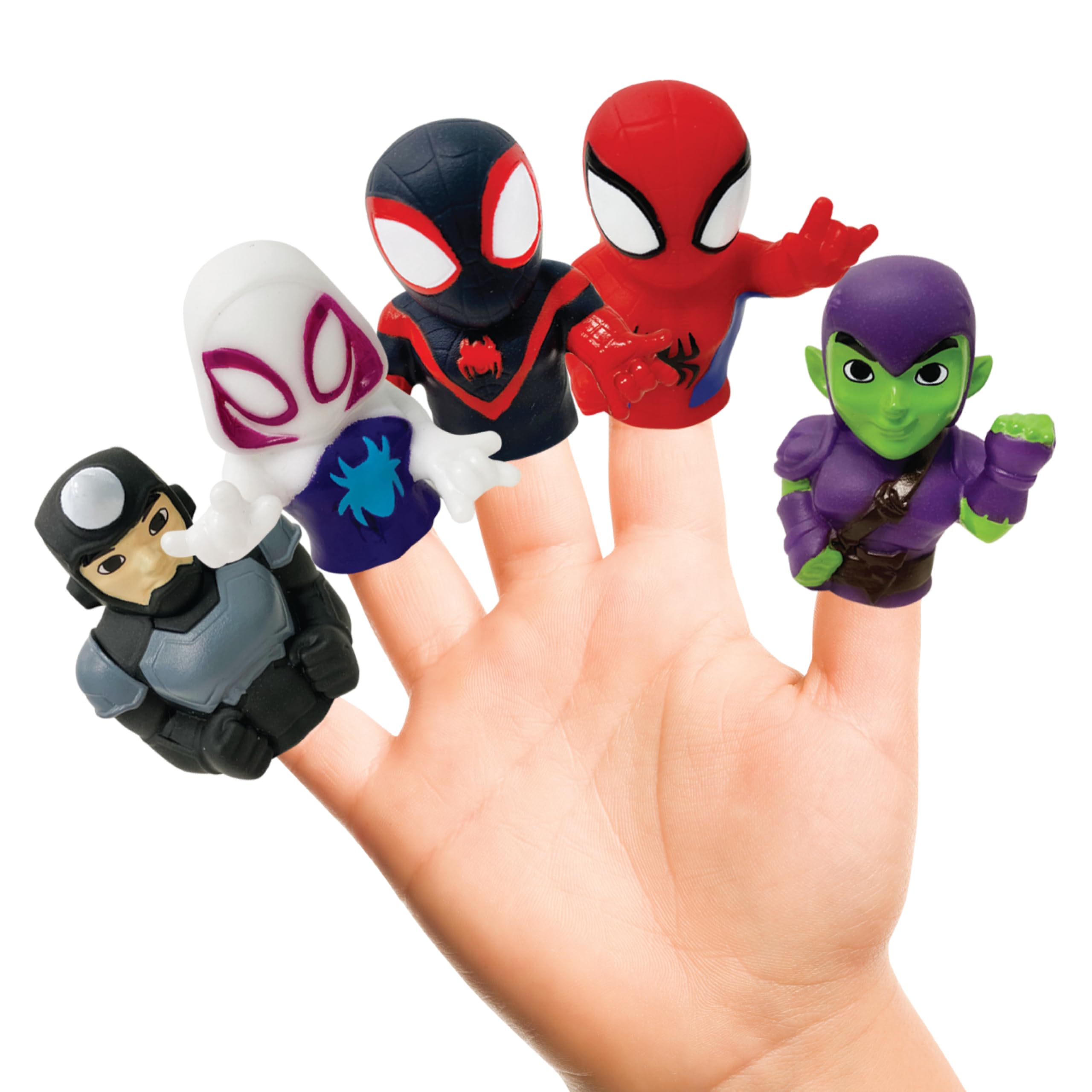 Ginsey Spidey and His Amazing Friends 5-Piece Finger Puppet Set, Bath Toys, Party Favors, 1.0 Count, 0.25 Pound