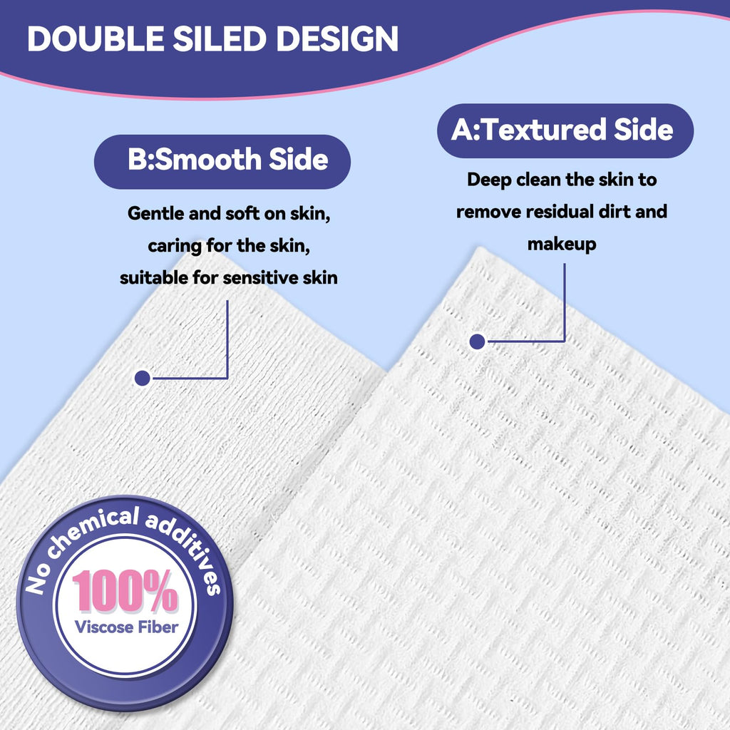 Large Disposable Face Towels 200 Count, 10"×12" Ultra Thick Premium Biodegradable Facial Towels, Makeup Remover Dry Wipes, Soft Face Towelettes for Sensitive Skin, Skincare and Women Cleaning