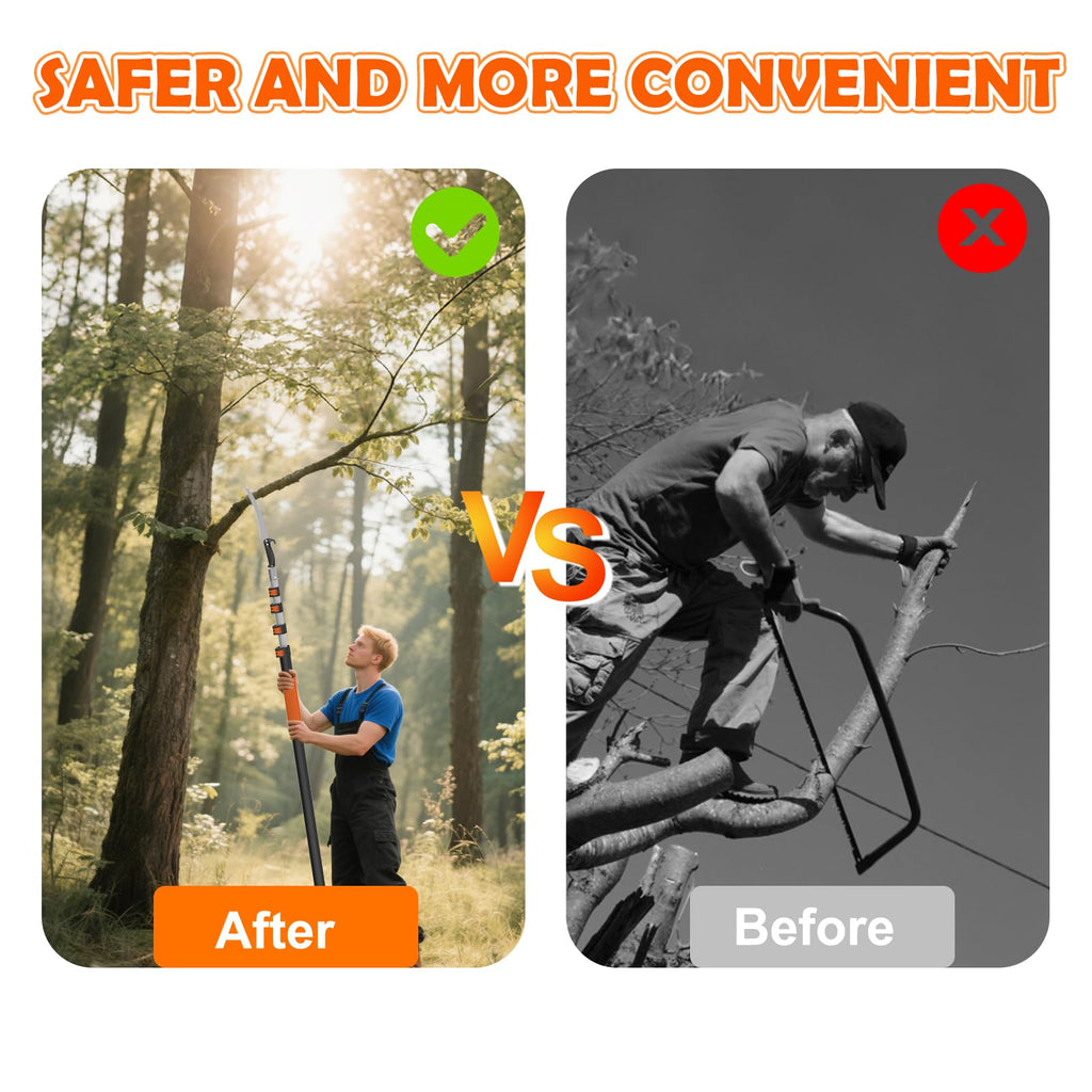SISUPASSIE 20FT Reach Pole Saw for Tree Trimming, Telescoping Tree Pruner Extendable with 3-12FT Extension Pole, Manual Saw for Garden, Patios, Yard