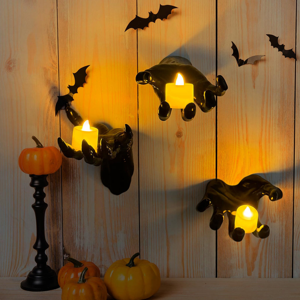 DAZONGE Halloween Decor 3Set Creepy Hands with Candles Halloween Wall Decor