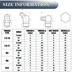 PAIGOIN Grease Fittings Kit, 405Pcs SAE & Metric Grease Fitting Assortment, NPT 1/4" 1/8" M6 M8 M10 Straight 45 90 Degree Grease Zerk Fittings with Caps and Wrench Kit(7-11Mm) for Grease Gun