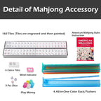 GUSTARIA American Mahjong Game Set, 166 Premium White Tiles, 4 All-in-One Color Rack/Pushers, Complete Mahjong Set Blue Carrying Bag