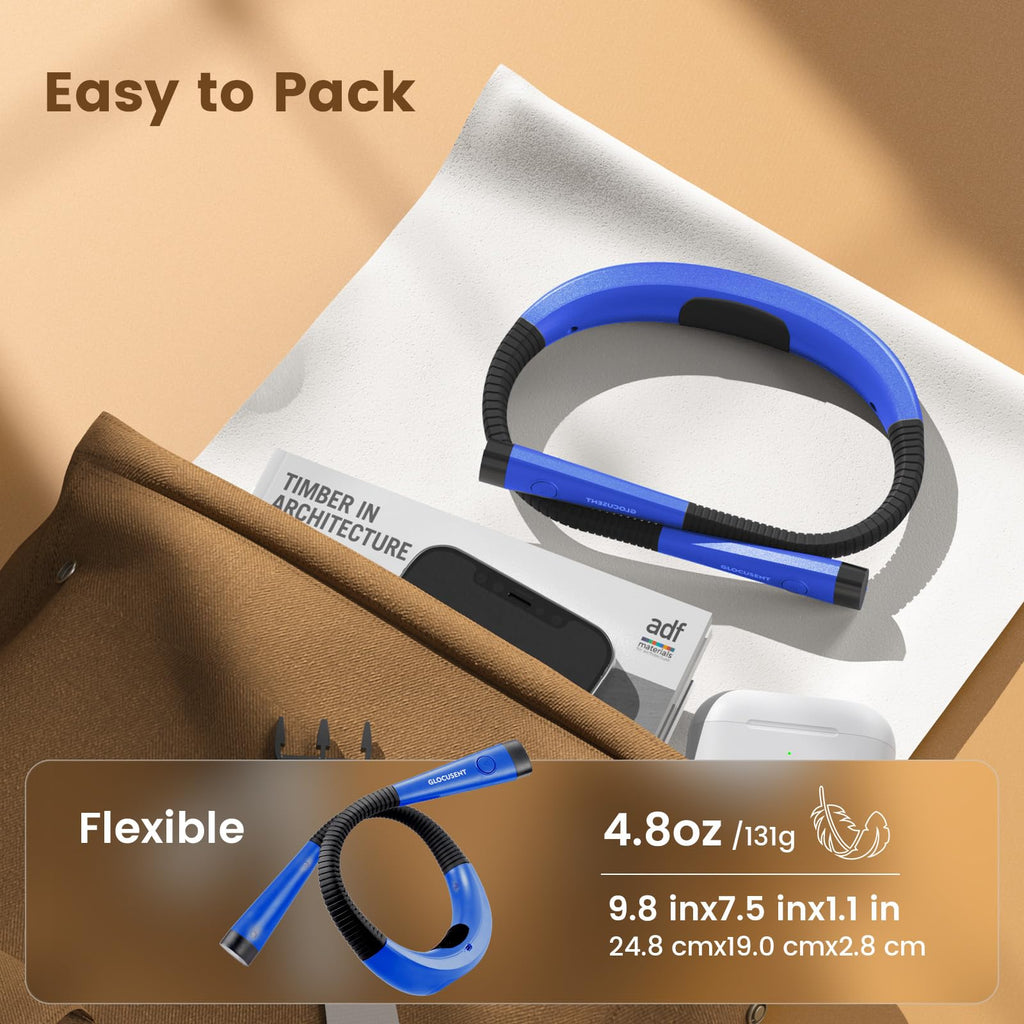 Glocusent Reading Light,Blue Neck Light,80-hr Rechargeable Book Light