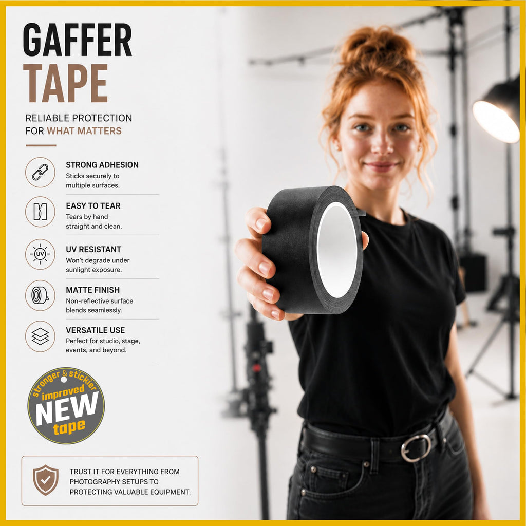 D-NYX Gaffer Tape 2 Inch x 1 Pack Brown Gaff Tape, No Residue Multipurpose Heavy Duty Gaffers Tape, Matte Finish Non-Reflective Waterproof Real Professional Grade Brown Gaffer Tape