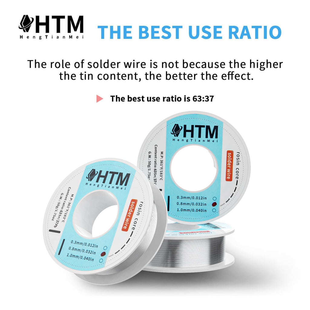 HengTianMei 63/37 Rosin Core Tin Lead Solder Wire For Electrical Soldering(0.3mm/50g)