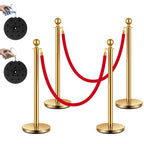 VIVOHOME Stanchions and Velvet Ropes 4PCS, Water-Fillable Base with Stainless Steel Post, 5 Feet Velvet Ropes and Posts, Crowd Control Barriers, Red Carpet Runner Poles for Party Supplies