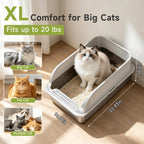Stainless Steel Cat Litter Box with Lid, XL Metal High Sided Litter Box