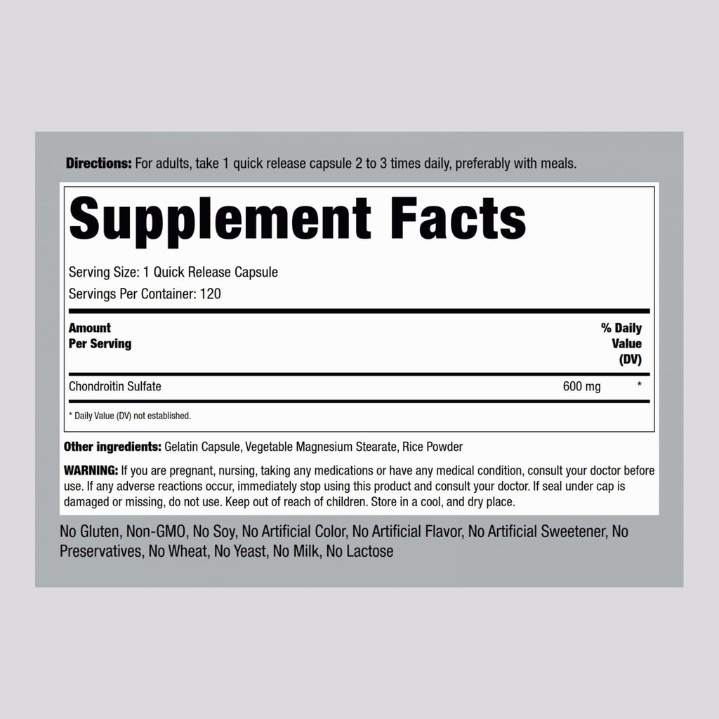 Piping Rock Chondroitin Sulfate Supplement | 600mg | 120 Capsules