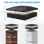 Peasur 4x4 Solar Post Cap Lights Outdoor with 3 Modes, 4 Packs LED Post Light Solar Powered Waterproof, 4x4/3.5×3.5 Wood/Vinyl Fence Posts Lights for Deck Railing Porch Mailbox Outside