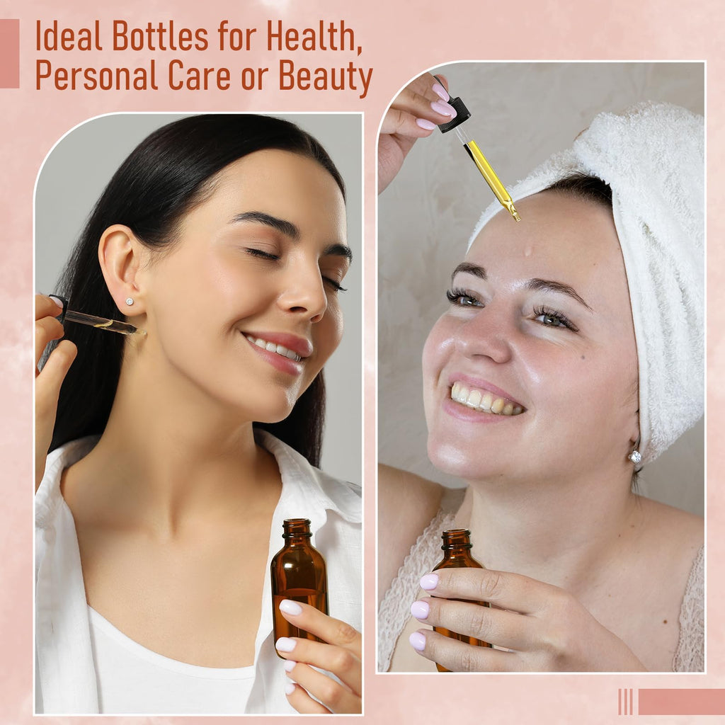 AOZITA 24 PCS, 1 oz Dropper Bottles for Essential Oils with 6 Funnels & 1 Long Glass Dropper - 30ml Amber Glass Bottle with Eye Droppers - Tincture Bottles, Leak Proof Travel Bottle for Liquids