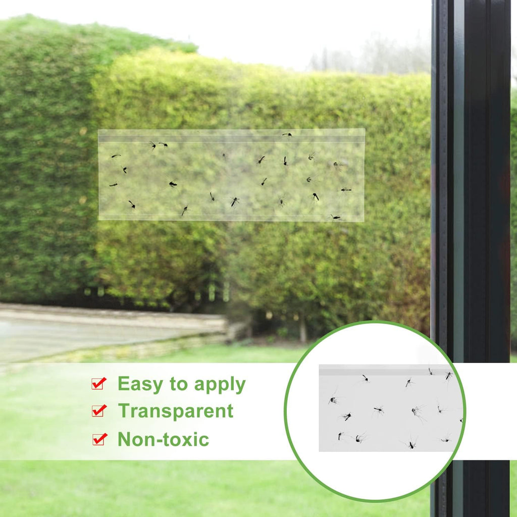 LFSYS 100 Pack Window Fly Trap, Fruit Fly Traps for Indoors, Fly Paper Sticky Strips, Fly Traps for Indoors Bug Catcher Clear