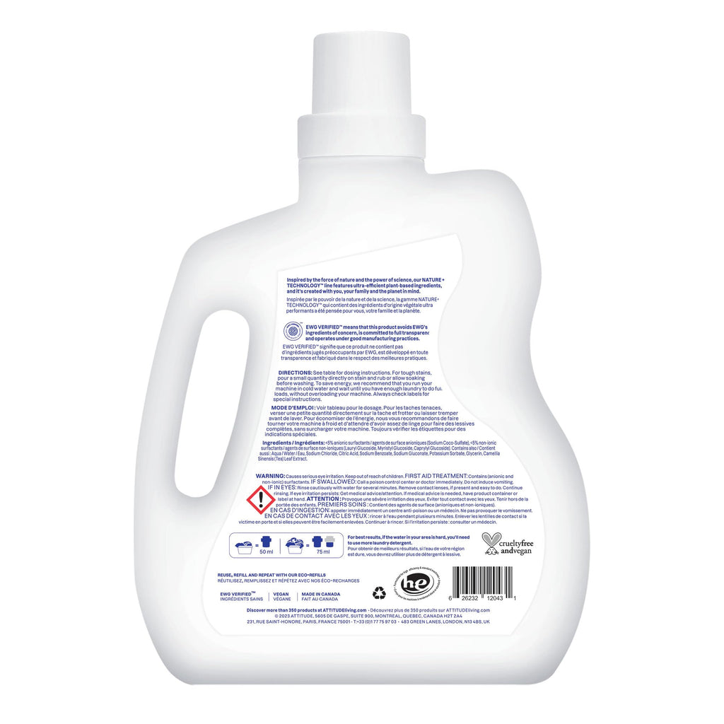 ATTITUDE Free and Clear Liquid Laundry Detergent, Unscented, 40 Loads