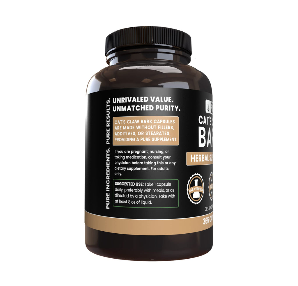 Pure Original Ingredients Cat's Claw Bark (365 Capsules) No Magnesium Or Rice Fillers, Always Pure, Lab Verified