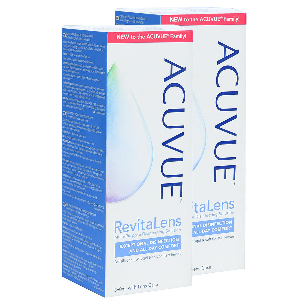 Contact Lens Solution Acuuvueee – Clear Care Alternative – Multi-Purpose Lens Cleaner – Eye Solution for Soft & Hard Contact Lenses – 360 ml with Free Lens Case - Pack of 2