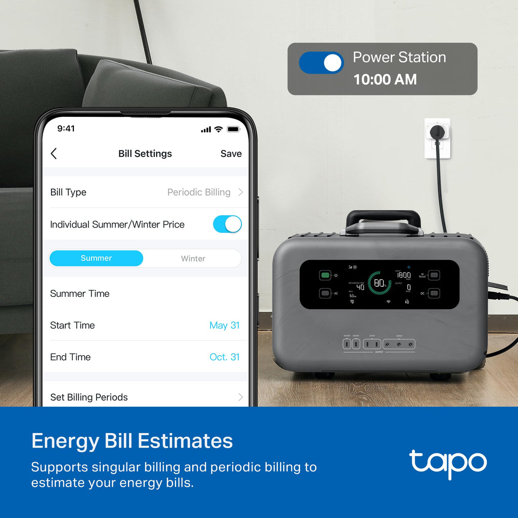 TP-Link Tapo Smart Plug Mini, Matter Compatible, Compatible with Alexa, Google Home & Samsung SmartThings, Energy Monitoring, 15A, UL Certified, 2.4G Wi-Fi Only, Tapo P110M(2-Pack)