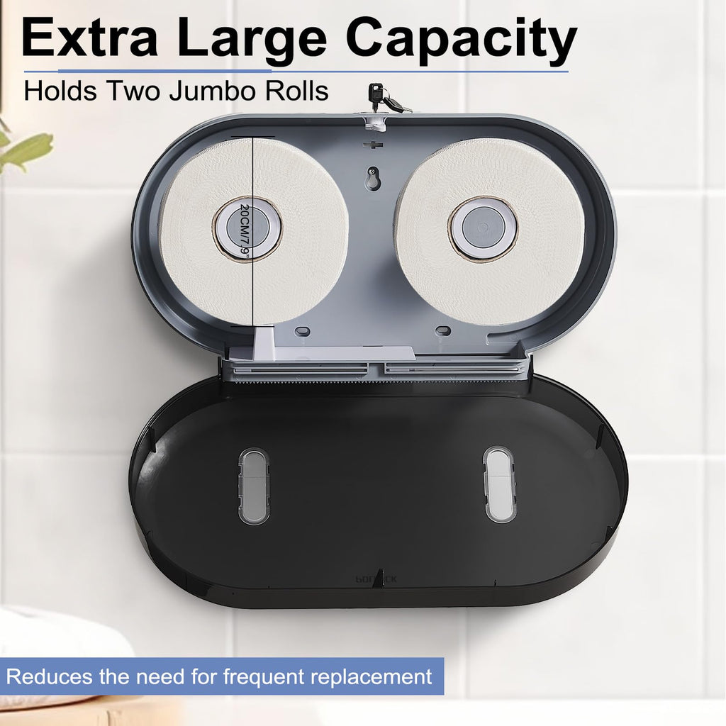 Pollock Commercial Twin Jumbo Toilet Tissue Dispenser,Hold 9” Double Roll