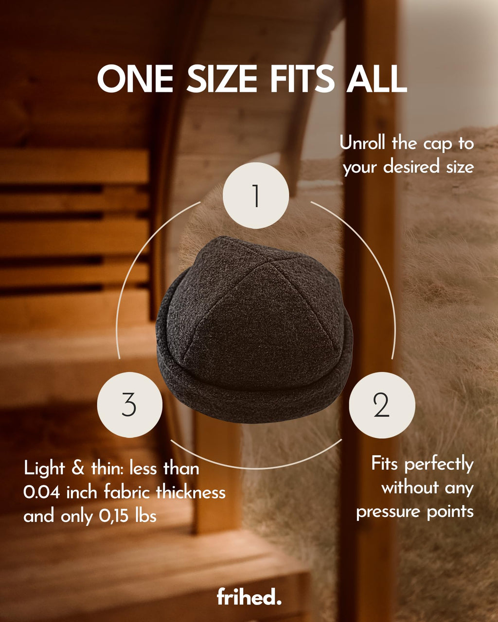 frihed. Sauna hat - Made of woolwalk - 100% Sheep's Wool - Premium Sauna Accessory for Men and Women - Flexible Size - Made in Germany (Forest)