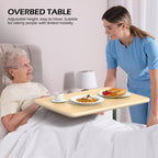 WOTURE Adjustable Overbed Table with Wheels, Bedside Rolling Table, Pneumatic Height Adjustment, Hospital Bed Table on Wheels, Standing Desk, Bedridden & Mobility Needs, Maple