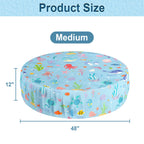 Docuwee Round Pool Cover 48", Foldable Kiddie Solar Cover Fit Dog Swimming Pool, Pets Kids Bath Tub, Anti-UV Dustproof Safety Pool Covers with Cute Ocean Animals Pattern