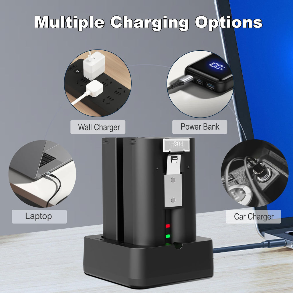 4-Pack Replacement Battery for Ring Doorbell - 6040mAh Rechargeable Camera Batteries with Charger Station for Ring Video Doorbell 2/3/3 Plus/4, Spotlight Cam, Stick Up Cam and Peephole Cam Indoor