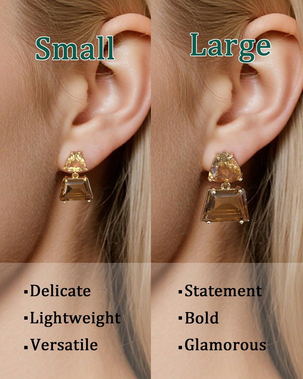 Elaximn Large Hypoallergenic Brown Crystal Dangle Earrings for Women