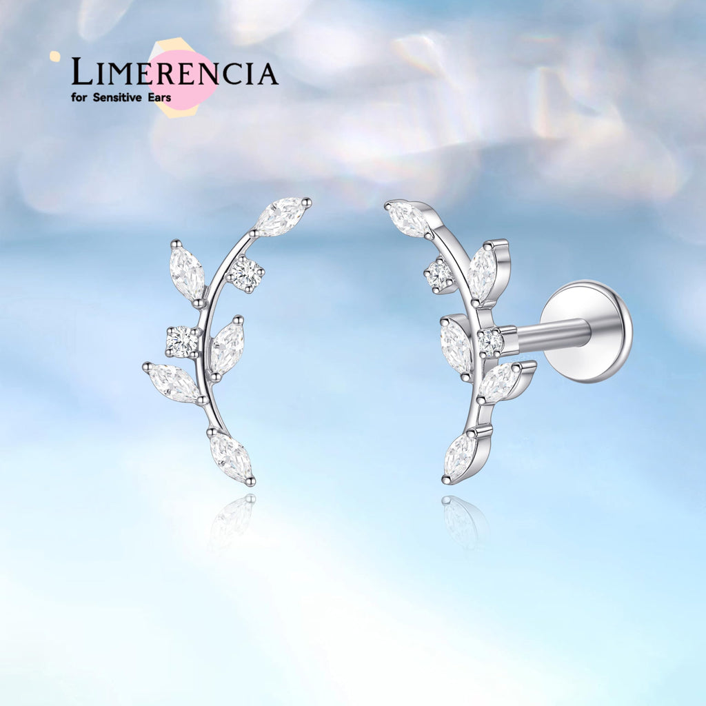 limerencia ASTM F136 Threadless Push in Titanium Earrings,Hypoallergenic Flat Back Cubic Zirconia 18G 6mm 8mm Body Piercing Studs for Cartilage Helix Tragus Conch(a pair)