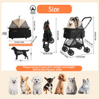 MILA&LOUIS Dog Stroller, 22" Pet Cradle for Small Dog, Pet Stroller with 4 Pu Wheels, 10Lbs Ultra-Light Dog&Cat Stroller for Small Pets, Max 22Lbs Capacity Detachable & Foldable Design with Cup Holder