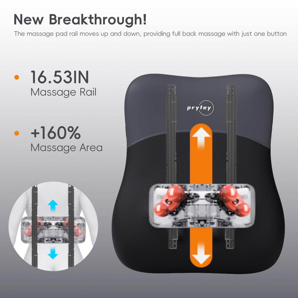 Back Massager, Rolling Up and Down Back Massager with Heat, Back Massage 4D Kneading for Pain Relief Deep Tissue, Ultrathin Shoulder Massager Gift for Women Men Parents Christmas