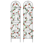 Macteyia 2 Pack 86.7" H x 19.7" W Metal Garden Trellis with Black Coating, Wire Lattice Grid Panel for Climbing Plants Outdoor Roses Vine Cucumbers Vegetables Flower Support (86.7" H, 2 Pack)
