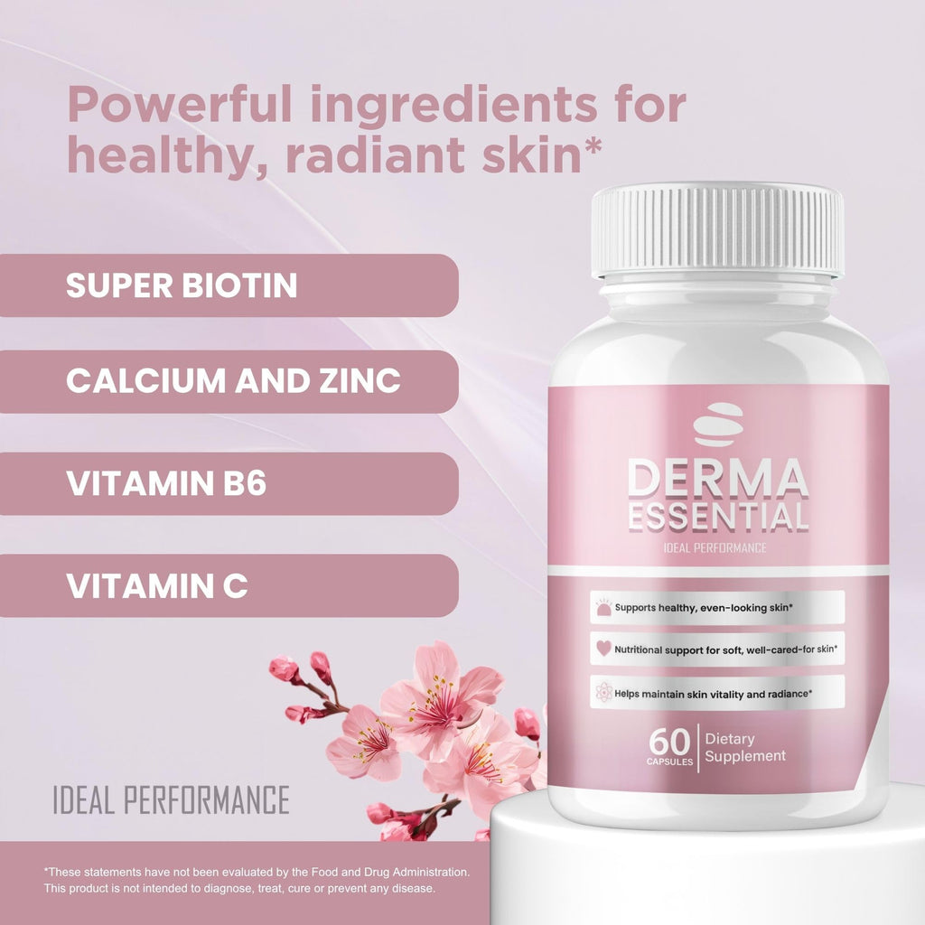 Derma Essential Capsules, Premium Derma Essential for Skin Clarity Support Supplement Pills - Maximum Strength, All Natural for Clear-Looking Skin & Natural Glow, DermaEssential Reviews (60 Capsules)