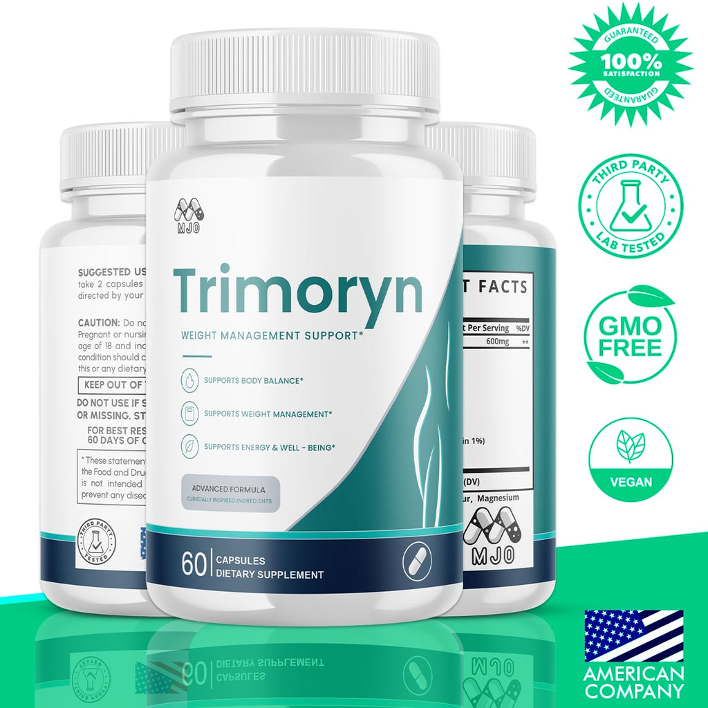 Trimoryn Capsules, Official Trimoryn Pills with All Natural Ingredients, Advanced Trimorin Wellness Support Supplement, Maximum Strength Healthy Lifestyle Vitamins for Women and Men (60 Capsules)