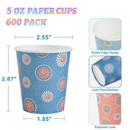 SIUQ [600 Pack 5 oz Paper Cups, Disposable Bathroom Cups, Small Mouthwash Cups, Hot/Cold Beverage Drinking Mini Cup for Party, Picnic, BBQ, Travel (Daisy)