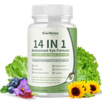 EVERVISION 14 in 1 Advanced Eye Formula, Eye Vitamin and Mineral Supplement with Zinc, Lutein, Zeaxanthin & Bilberry Extract, 60ct