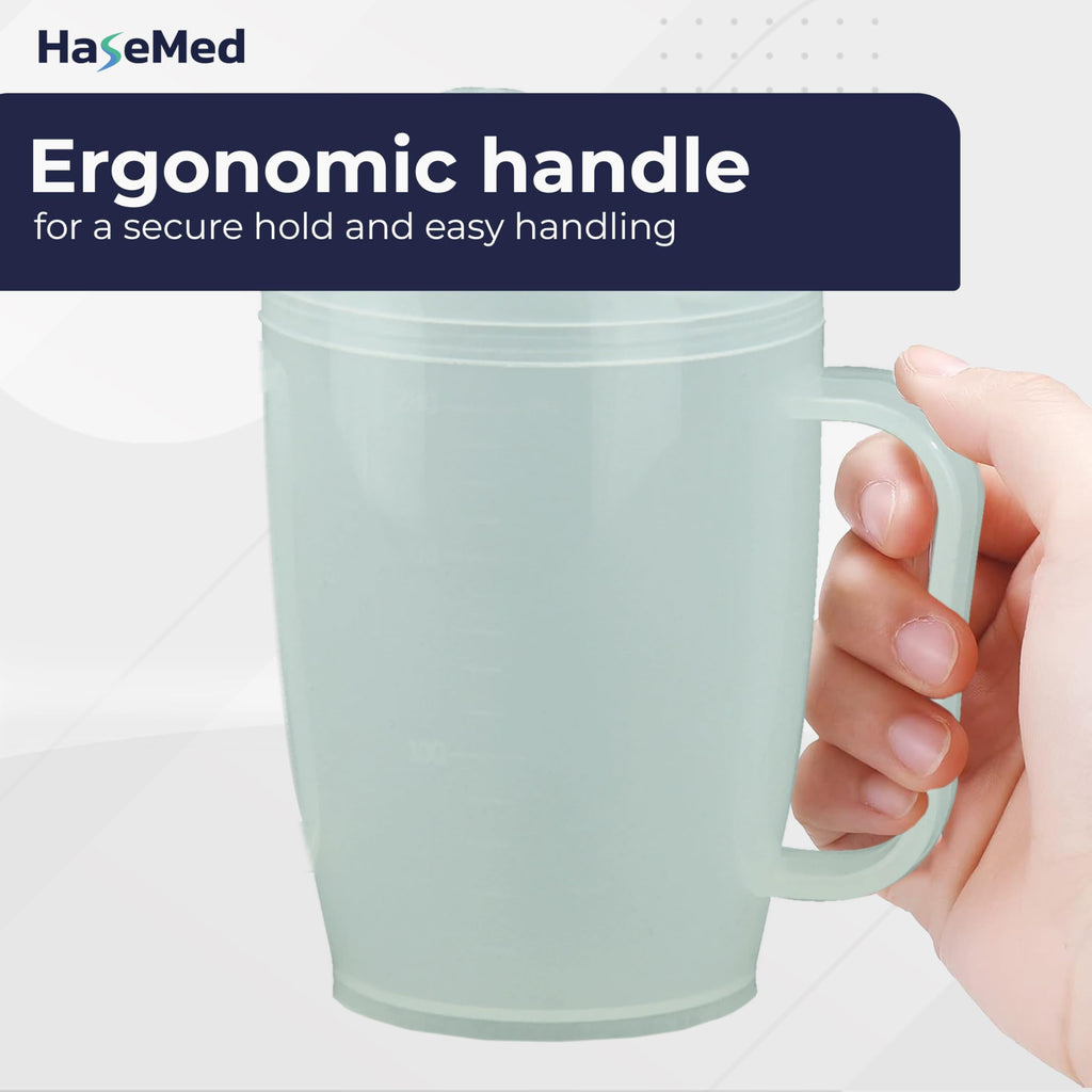 HaseMed Adult Sippy Cup with Easy-Grip Handle & Spout Lid, 8.5 oz – Lightweight & Spill-Resistant Mug for Seniors & Adults, Use for Hot & Cold Beverages, Travel & Home - 1 Pack