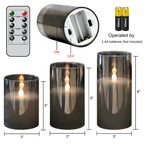 GenSwin Glass Flameless Led Candles Battery Operated Remote Timer Black