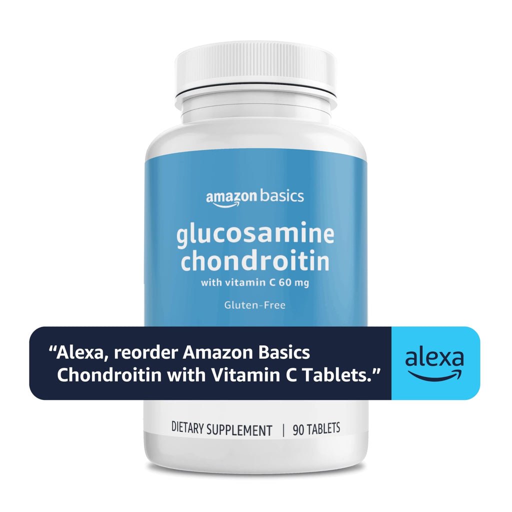 Amazon Basics Glucosamine 1500 mg with Chondroitin and Vitamin C 60 mg, 90 Tablets (2 per Serving), Gluten Free (Pack of 2)