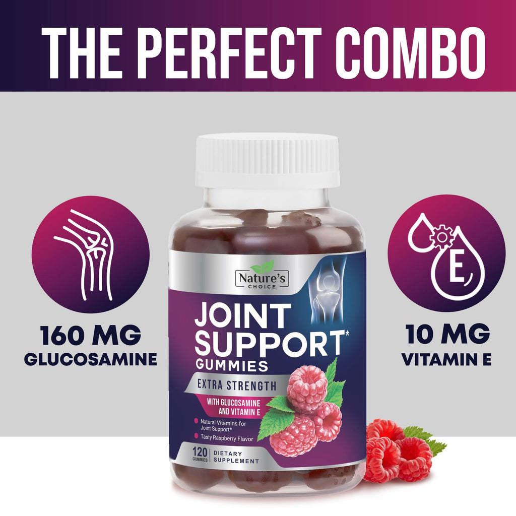 Joint Support Gummies - Extra Strength Glucosamine Gummy Supplement with Vitamin E - Natural Cartilage Joint Health & Flexibility Support, Best Support Glucosamine Chew for Men & Women - 120 Gummies
