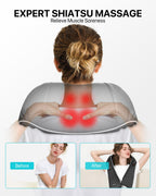 Shiatsu Back Neck Massager with Heat, Alljoy Electric Deep Tissue 3D Kneading Pillow Massege for Pain Relief & Relax Muscles, Comfort Use at Home Office (Black)