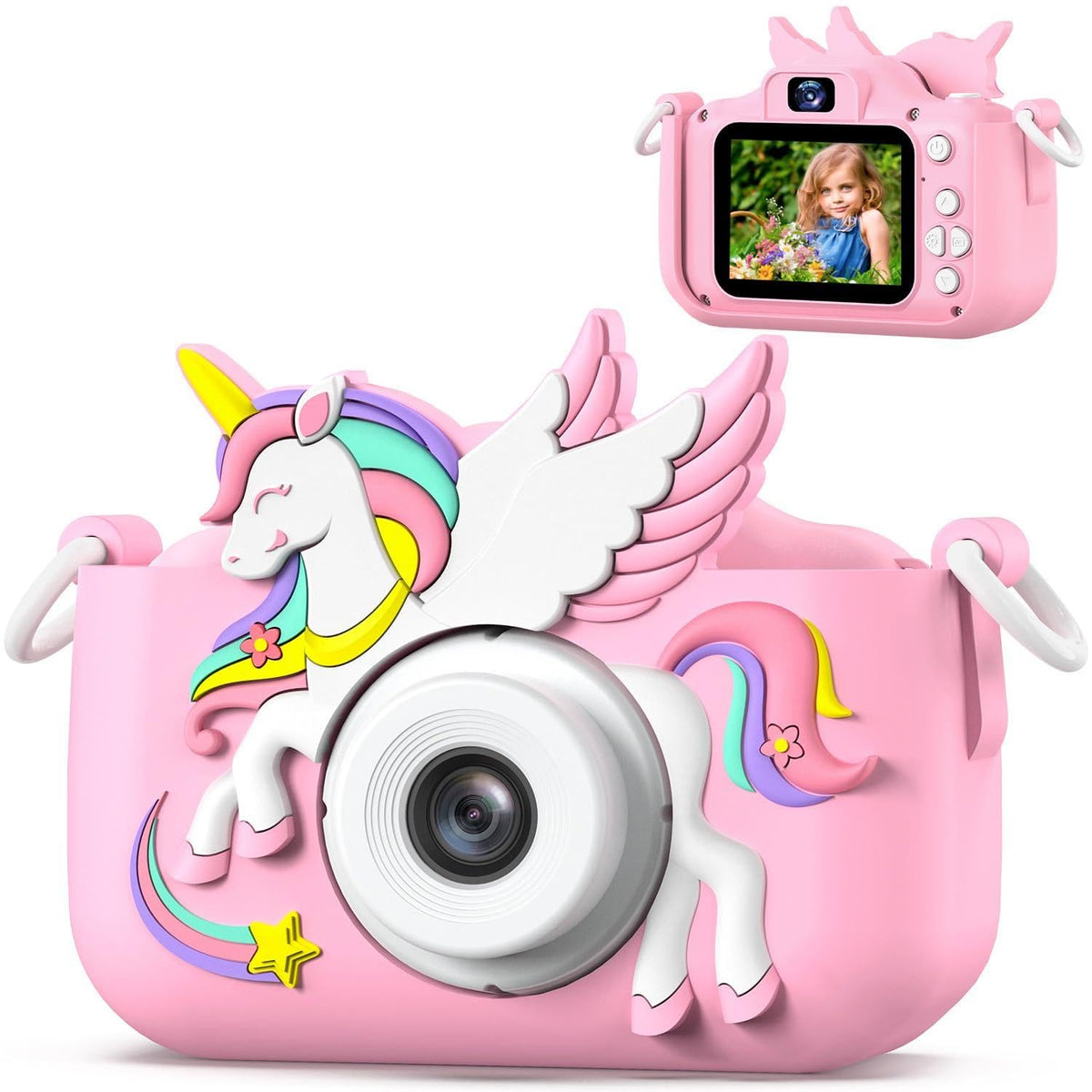 Upgrade Kids Camera for Boys Girls, Toddler Digital Selfie Camera with Cute Protective Cover and SD Card, Christmas Birthday Gifts Toys for 3 4 5 6 7 8 9 10 11 12 Years Old Little Girls and Boys