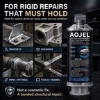 AOJEL 2-Pack Metal Epoxy, 2-Part Structural Repair Adhesive for Metal & Aluminum Repair, Load-Bearing, Waterproof, Heat Resistant to 392°F, Drillable After Cure, Total 3.38 oz
