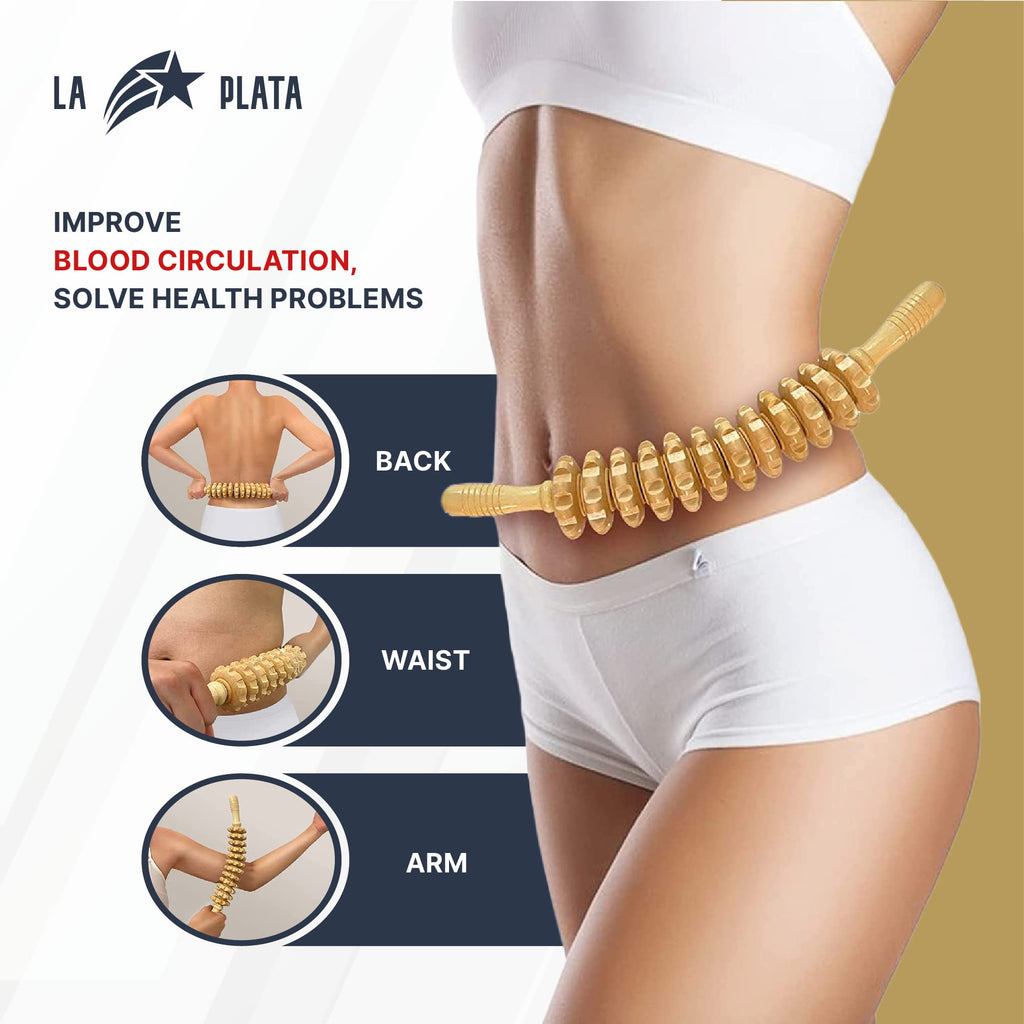 La Plata Wood Therapy Massage Tools -Lymphatic Drainage Massage- Maderoterapia Kit - Massage Body Sculpting Tools for Body Sculpting Anti-Cellulite