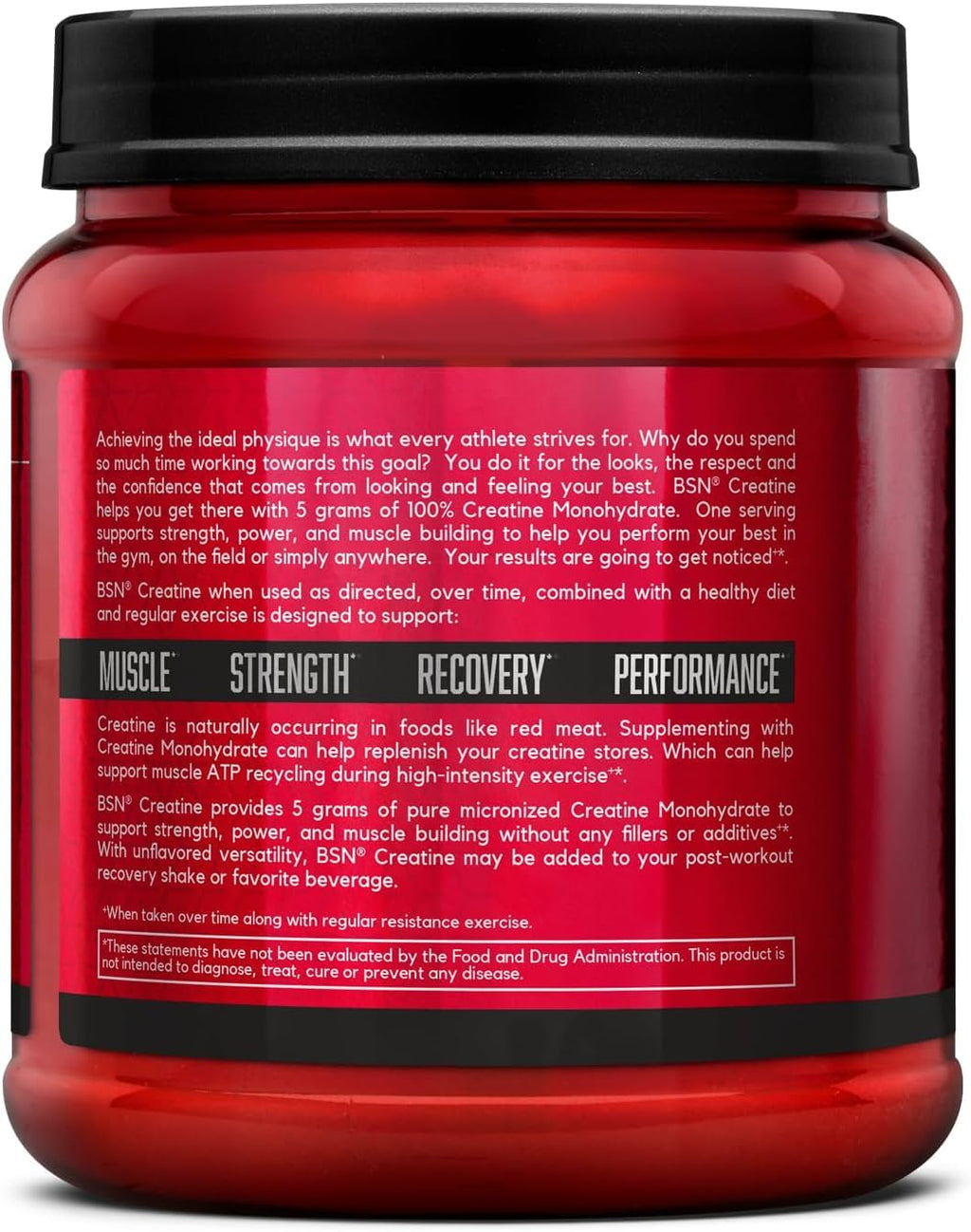 BSN Micronized Creatine Monohydrate Powder, Unflavored Creatine Powder, Micronized, Supports Muscle Building, Supports Muscle Strength, Gym Supplement, 5g per Serving, 5000mg per Servings, 60 Servings