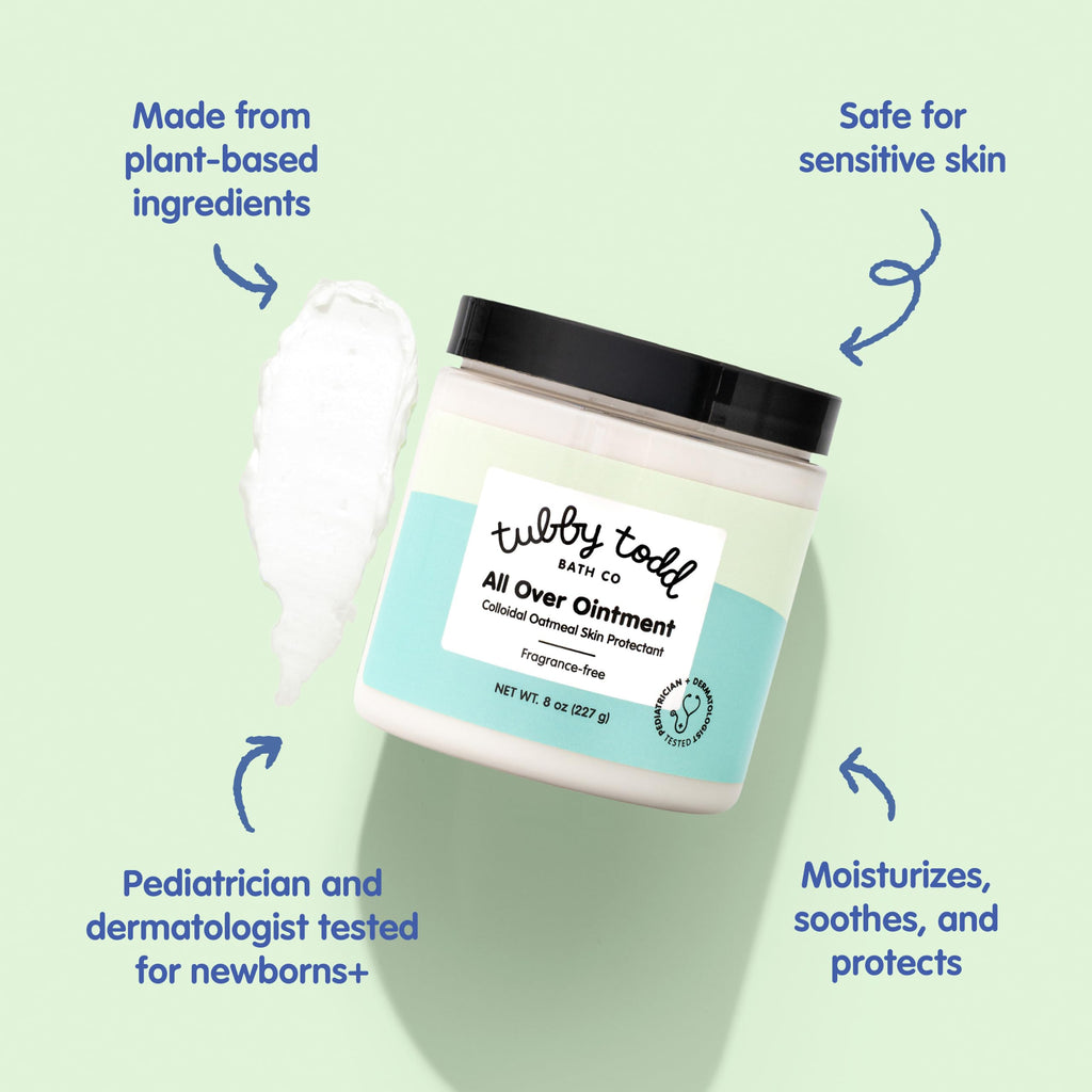TUBBY TODD All Over Ointment - Baby Eczema Cream, Everyday Multi-Purpose Sensitive, Dry, Irritation Baby Skin Relief Cream, Steroid & Gluten Free, Fragrance Free - 1 Pack, 8 Oz