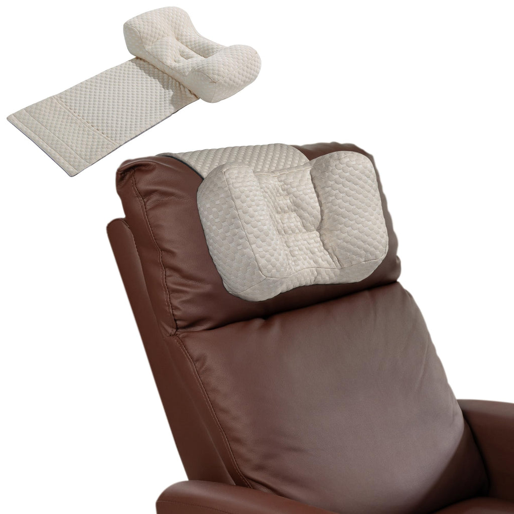 MABOZOO Neck Pillows for Recliners with Pocket,Headrest Cushion for Neck Pain Relief and Cervical Support,Recliner Head Pillow for Side Sleeping at Home, Office or Traveling (Coffee)