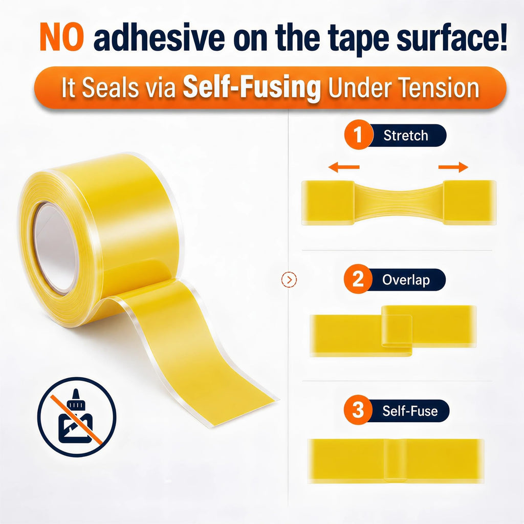 Self Fusing Silicone Tape 2 Rolls Emergency Plumbing Repair 1 In x 10 Ft